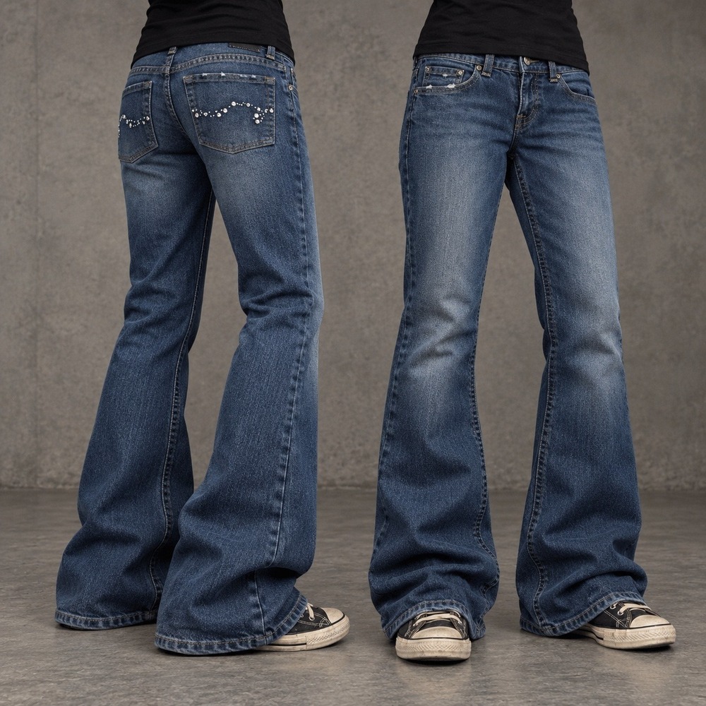 30x30 Faded Blue Bootcut Flared Jeans Y2K 2000s